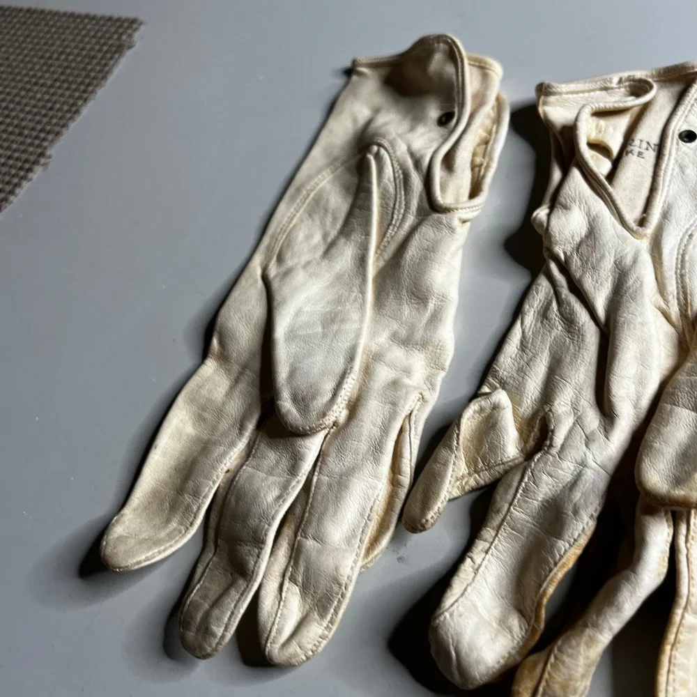 Vintage Perrins Make Cream Leather Gloves Club Mark Cadet 1950s Off White 8.5